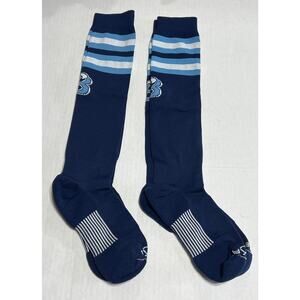 2 PEAR Sox Striped Baseball Softball Football Compression Socks Blue Large New
